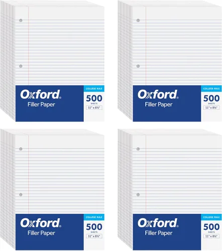 Vista 7 de Oxford Hojas sueltas para carpeta, 500 hojas, papel de cuaderno de repuesto reglamentario de la universidad, 8 1/2 x 11 pulgadas, con 3