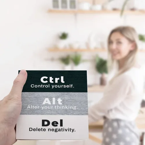 Vista 6 de CTRL+ALT+DEL - Letrero de madera en blanco y negro para decoración de escritorio, inspirador en bloque de madera, decoración de escritorio