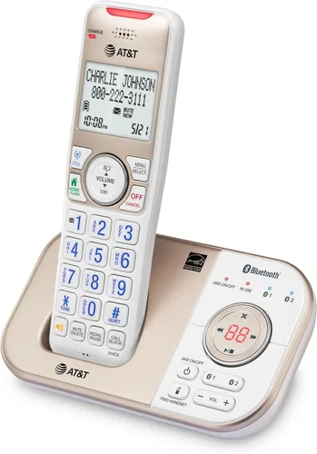 Vista 12 de AT&T 1-Handset DECT 6.0 - Teléfono inalámbrico expandible Bluetooth para el hogar con contestador, bloqueo inteligente de llamadas, identificador