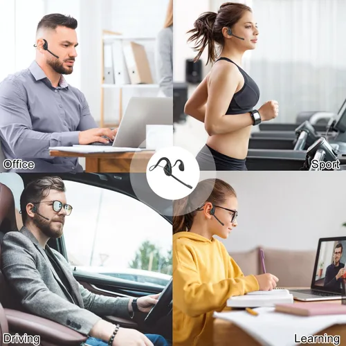 Vista 8 de BANIGIPA G2 Cyan - Auriculares inalámbricos Bluetooth con micrófono con cancelación de ruido, 270 giratorios, cómodos, batería de larga duración