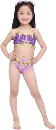 Vista 3 de Gesikai01 Juego de 6 piezas de traje de baño de sirena para natación, traje de sirena, traje de baño para niñas, regalo de cumpleaños de 3 a 12 años