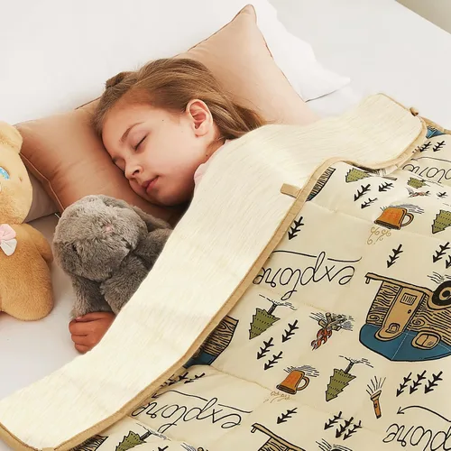 Vista 17 de CuteKing Manta pesada (2 libras, 36 x 48 pulgadas, gris) manta pesada para 40-60 libras, manta pesada para refrigeración y calefacción con cuentas