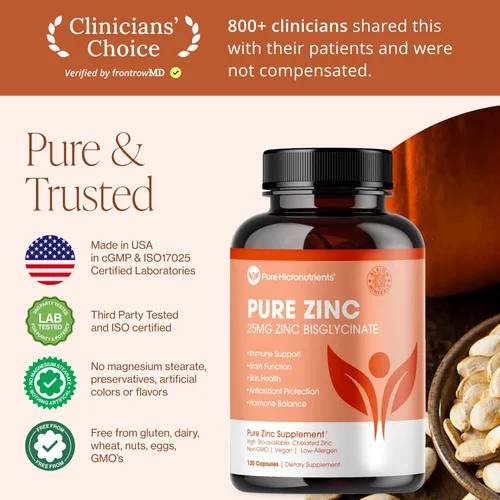 Vista 7 de Suplemento de zinc puro 25 mg - Quelato de bisglicinato TRAACS - 120 cápsulas para apoyo inmune, salud de la piel y energía - para hombres y mujeres
