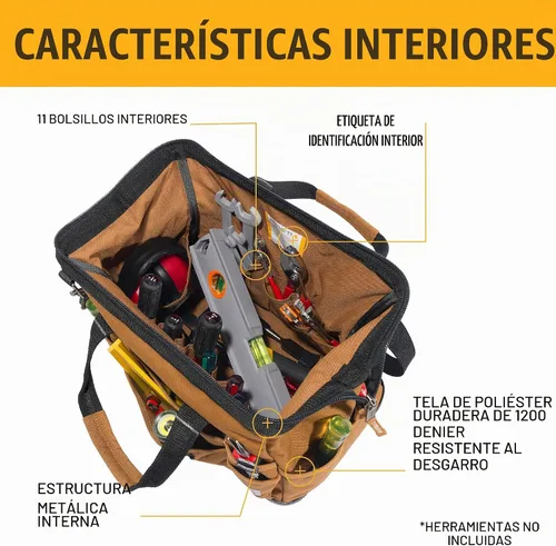 Vista 3 de Carhartt Onsite - Bolsa de herramientas, duradera, resistente al agua, bolsa de almacenamiento de herramientas, pesada con base moldeada, 16