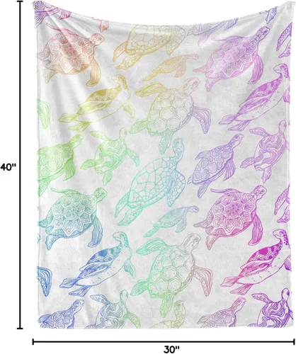 Vista 8 de Manta de tortuga marina, suave, mullida y cálida, manta pequeña de 30 x 40 pulgadas para sofá, oficina, bonita manta rosa para niños