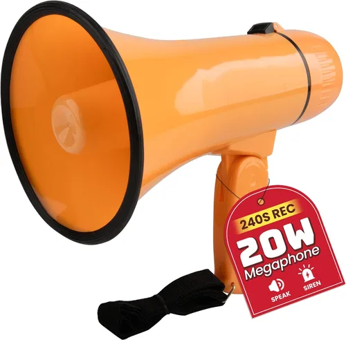 Vista 22 de MyMealivos 20W Megaphone Bullhorn, Built in Siren & 240s Recording, 5.4"×8.6" Portable Megaphone with Volume Control Cover Up to 300 feet+ for