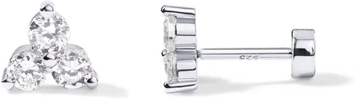 Vista 22 de PAVOI Dainty Flat Back Earrings for Women, 14K Gold Plated CZ Stud Piercing