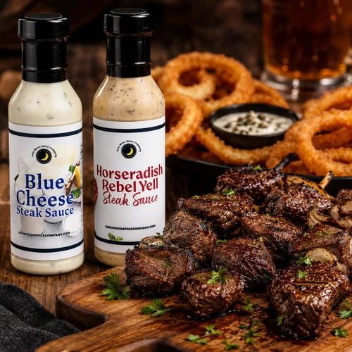 Vista 7 de Premium Paquete variado de salsa de bistec 24.0 onzas líquidas Fabricado en pequeños lotes por June Moon Spice Company