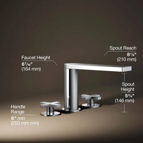 Vista 3 de Kohler 73081-3-CP Composed® Grifo de baño para montaje en cubierta con asas cruzadas, cromo pulido