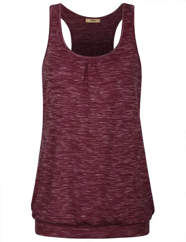 Vista 8 de Miusey - Camiseta sin mangas para mujer, cuello redondo, ajuste holgado, espalda cruzada, de yoga 1# Negro