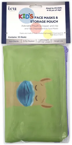 Vista 2 de Bolsa de almacenamiento para máscara de llama con 10 mascarillas desechables para niños, adorable estuche portátil con cremallera y clip para niños