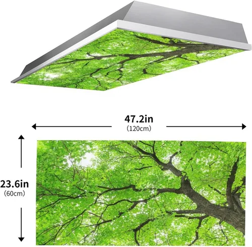 Vista 3 de Sunnyhut 2 cubiertas de luz fluorescente para luces de techo, cubierta magnética de árboles verdes para lámparas fluorescentes o LED