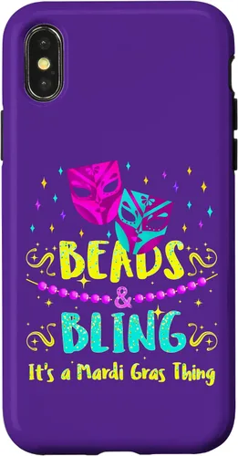 Vista 5 de Funda para iPhone 12 mini Mardi Gras, con cuentas de Nueva Orleans y funda brillante Mardi Gras
