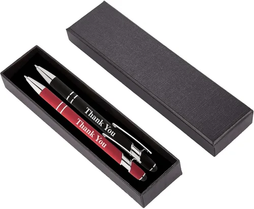 Vista 7 de Express Pencils Thank You - Juego de 2 bolígrafos de metal suave al tacto con caja de regalo, 2 en 1 combo de bolígrafos para eventos, apreciación