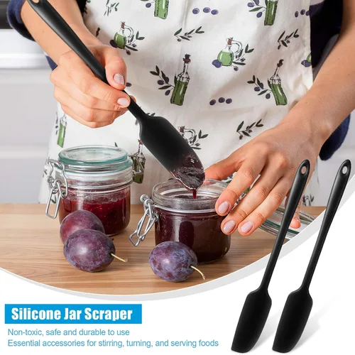 Vista 6 de Patelai 2 piezas de espátulas de silicona con mango largo, antiadherentes, de goma, resistentes al calor, espátulas de silicona para frascos