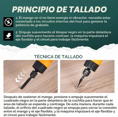 Vista 4 de Molino colgante de cincel de madera eléctrico, máquina de grabado de control de pedal para carpintería, máquina de tallar cincel de madera con mango
