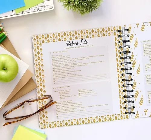 Vista 4 de El planificador y organizador de bodas perfecto con calcomanías, una agenda completa de 80 páginas de tapa dura para guiarte en la planificación