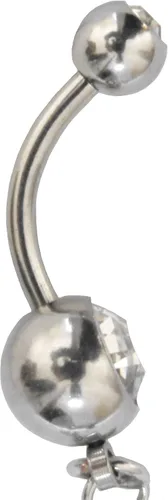 Vista 4 de Handcrafted Navel Ring Curved Barbell With Crystal Clear Rhinestone Inserts And A Clear Crystal Style Star Charm Dangle Belly Button Ring Body