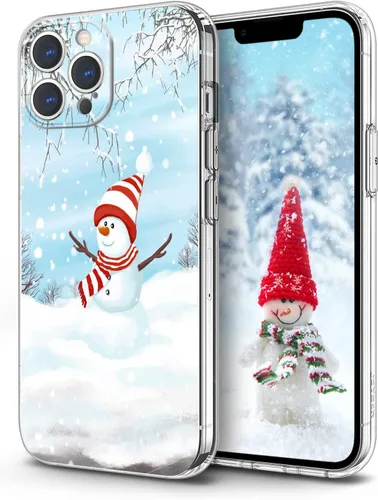 Vista 36 de Newseego Funda de Navidad para iPhone 13, Serie Linda a Prueba de Golpes Anti-Amarillo PC Duro + Parachoques TPU Cubierta Protectora para Mujeres