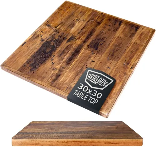 Vista 16 de Mesa de madera recuperada, pieza de madera reciclada rústica perfecta para cocinas, comedor y mesas auxiliares