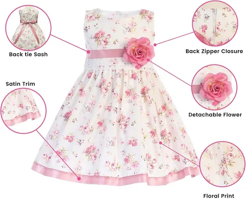 Vista 2 de Lito - Vestido de Pascua para niñas con estampado floral de algodón