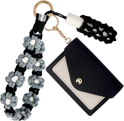 Vista 22 de BIHRTC Llavero de pulsera boho con soporte para lápiz labial, pulsera hecha a mano