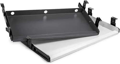 Vista 3 de Bandeja para teclado debajo del escritorio Bandeja de cajón de plataforma deslizante de metal resistente (gris)