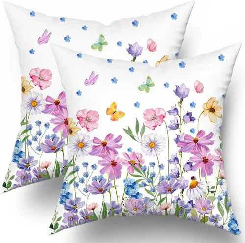 Vista 62 de Fundas de almohada de brújula de ancla, fundas de almohada náuticas para exteriores, fundas de cojín decorativas de rayas azules y blancas, fundas