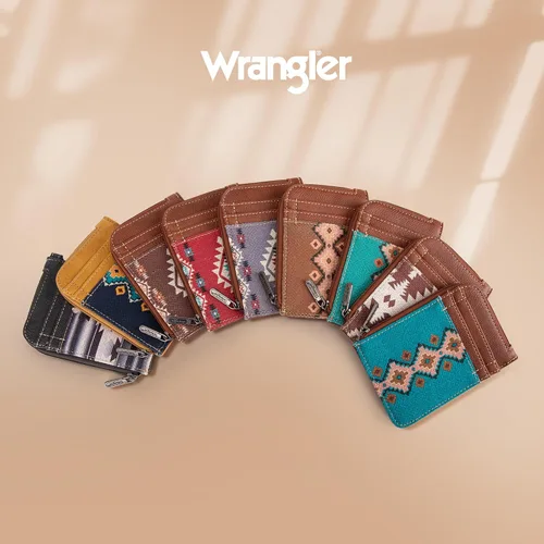 Vista 5 de Montana West Wrangler Aztec - Cartera para tarjetas de crédito con bolsillo con cremallera para mujer, Café Aztec-Light, Western