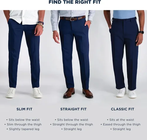 Vista 5 de Haggar Pantalones Cool 18 Pro Classic Fit plisado frontal oculto con cintura expansible, tallas regulares y grandes y altas