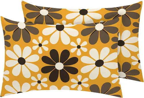 Vista 7 de Juego de 2 fundas de almohada florales de tamaño estándar, fundas de almohada de microfibra suave y transpirable con cierre de sobre, fundas