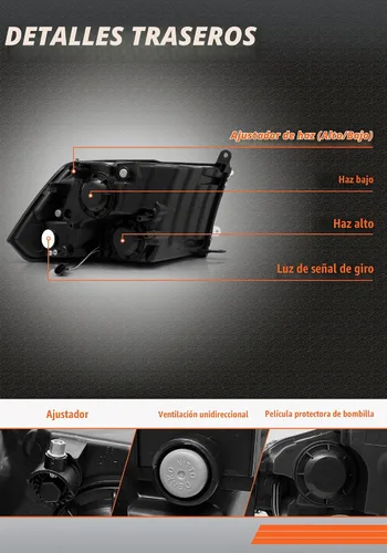 Vista 5 de Juego de faros delanteros 2009-2018 Dodge Ram 1500, 2010-2018 Dodge Ram 2500/3500 estilo cuádruple y doble con carcasa negra y reflector ámbar
