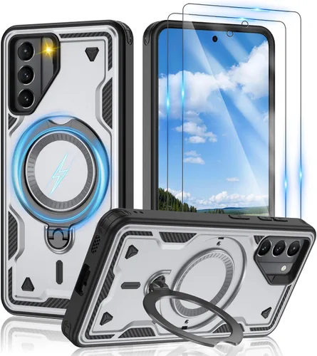 Vista 23 de Gritup fro Funda para Google Pixel 9A, funda protectora magnética de grado militar compatible con Mag-Safe, 2 protectores de pantalla HD, soporte