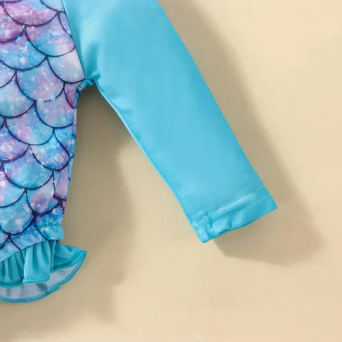 Vista 26 de Traje de baño de una pieza con cremallera de manga larga para bebé niña con gorro
