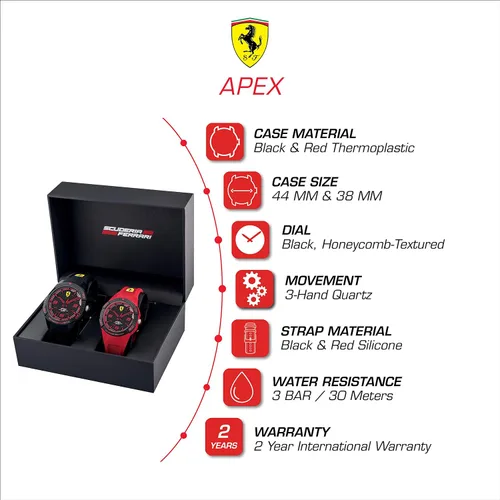 Vista 7 de Ferrari Scuderia - Juego de relojes de regalo modelo 0870044 negro Negro - Reloj de cuarzo