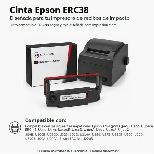 Vista 6 de LD Productos Reemplazo de cinta compatible para Epson ERC38B (negro, 6-Pk)