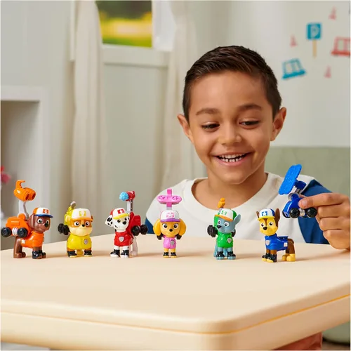 Vista 8 de PAW Patrol Big Truck Pups - Figura de acción Rocky con dron de rescate con plataforma central de comando de montaje en clic y amigo animal