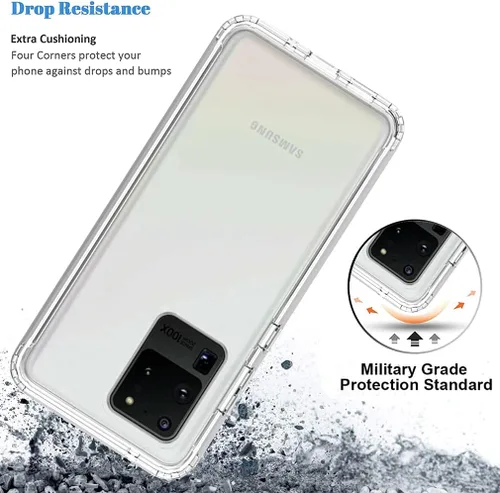 Vista 7 de Funda para Galaxy S20 Ultra 5G, transparente de cuerpo completo, a prueba de golpes, carcasa de policarbonato duro, cubierta de parachoques de TPU