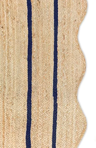 Vista 26 de Alfombra de Yute Natural Ondulada Festoneada - Corredor de Entrada Boho, Festón Estilo Granja, Blanco Roto (8'x10') Camino de entrada bohemio