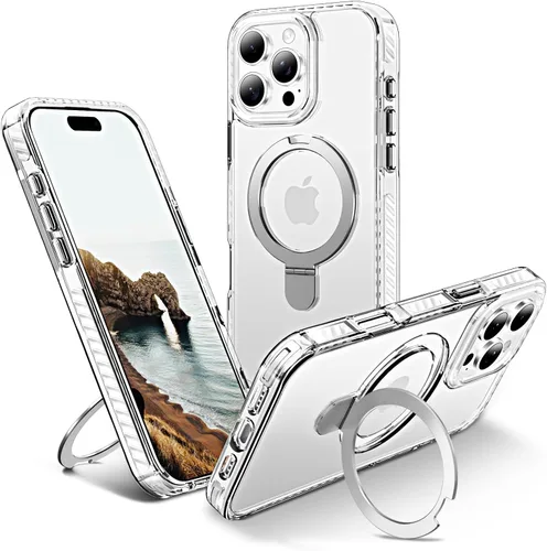 Vista 23 de UMIONE - Funda con diseño de anillo magnético giratorio de 360° para iPhone 11, soporte de bucle invisible integrado, compatible con Magsafe, funda