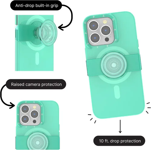 Vista 6 de PopSockets: Funda para iPhone 13 Pro con agarre y deslizamiento para teléfono compatible con MagSafe, funda para iPhone 13 Pro, compatible con carga