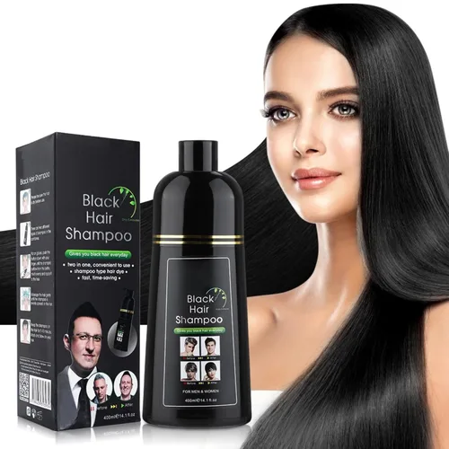 Vista 9 de Champú de tinte para cabello negro para cabello gris para mujeres, champú de color para el cabello para cobertura de canas, ingredientes herbales