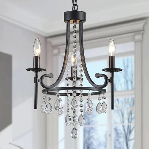 Vista 11 de WUZUPS Candelabro de Velas Colgante de 3 Luces, Lámpara de Techo Moderna, Accesorio de Iluminación para Dormitorio, Pasillo, Bar, Cocina, Comedor Oro