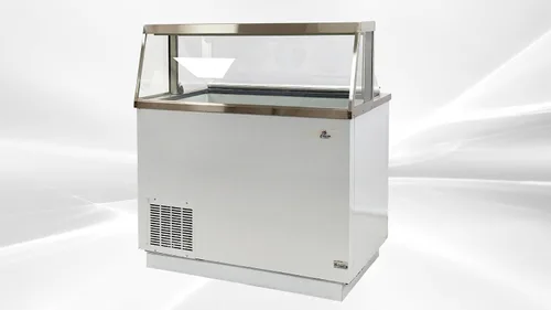 Vista 4 de cooler depot Gelato Congelador vitrina de inmersión para gabinete de inmersión Escaparate de helado Marco grueso curvo 47