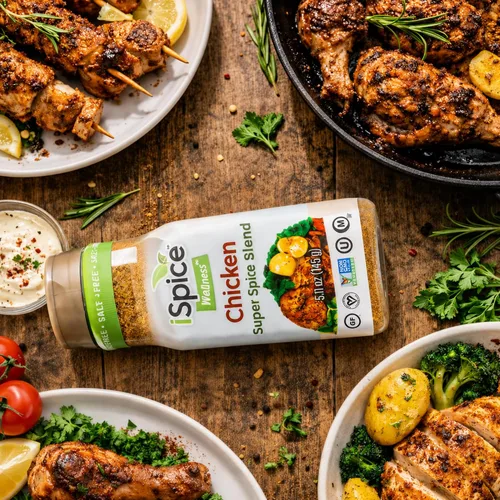 Vista 5 de iSpice - Sin sal Sin azúcar Mezcla de especias súper saludable 100% libre de grasa pura para pollo Todo natural Listo para usar tal cual