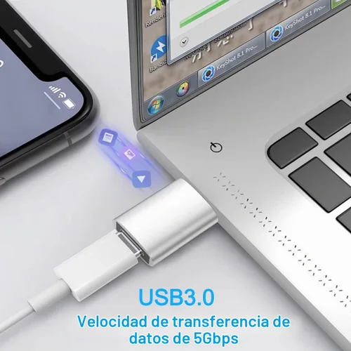 Vista 3 de KLAQQED Hub USB 3.0, divisor USB 1 en 4 salidas, extensor USB adaptador USB múltiple puerto, adaptador USB a USBC-C, adaptador USB C a USB