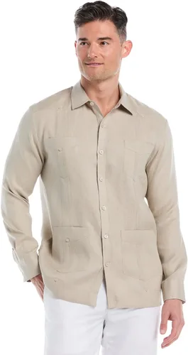 Vista 21 de Cubavera Camisa Guayabera de manga larga con cuatro bolsillos para hombre, 100 % de lino, detalle de pinzas, ajuste relajado