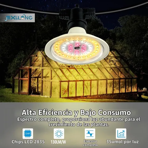 Vista 6 de Luces LED de Crecimiento para Exteriores, Luz de Crecimiento de Cadena Impermeable, Luces de Crecimiento de Plantas de Espectro Completo con Cable