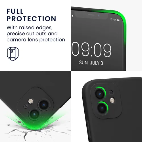 Vista 3 de kwmobile Funda compatible con Apple iPhone 12 - Funda delgada de silicona TPU - Acabado suave al tacto - Negro