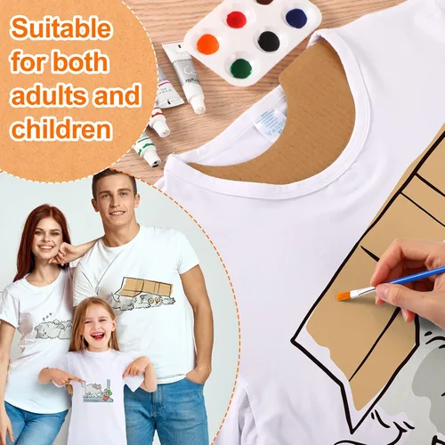 Vista 5 de 32 piezas de cartón para camisas de cartón, para manualidades, pintura de impresión de camisetas para niños y adultos, serigrafía, 4 tamaños